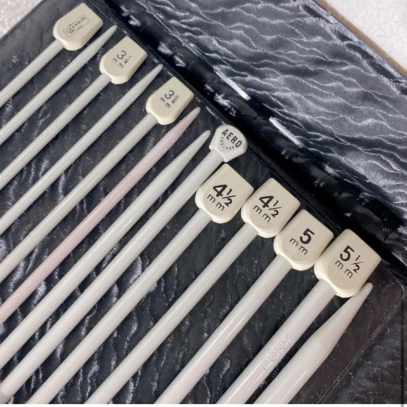 Vintage Brown Faux Leather Knitting Needles Case With Knitting Needles - Picture 10 of 14